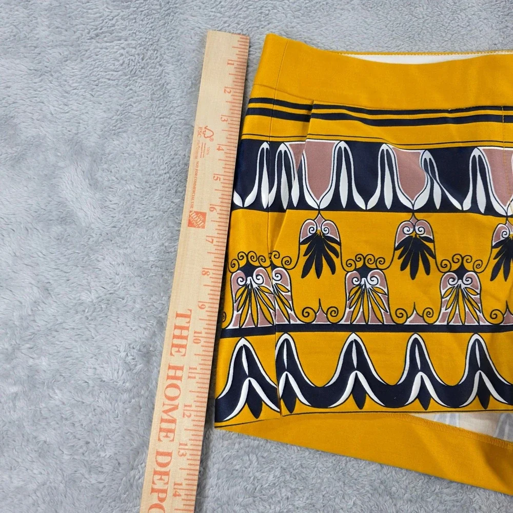 J.Crew City Fit Lisbon Scroll Ornate Print Cotton Stretch Shorts Yellow 8 Womens
